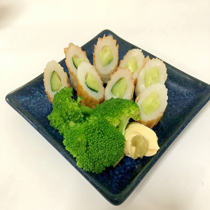 簡単 おつまみきゅうり詰めちくわとブロッコリー ♪